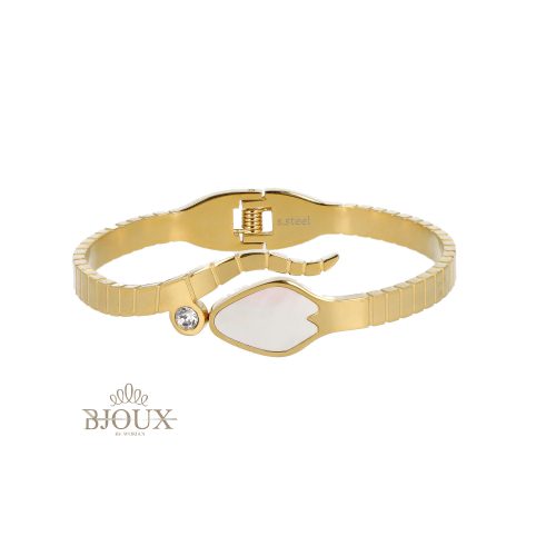 Bracciale acciaio gold a scatto cobra con madreperla