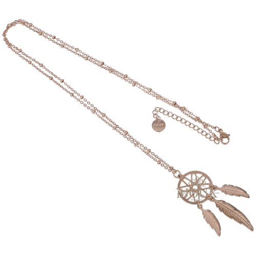 Collana con cattura sogni in acciaio a pallini grose