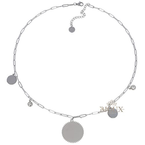 Collana in acciaio catena con medaglia rodio