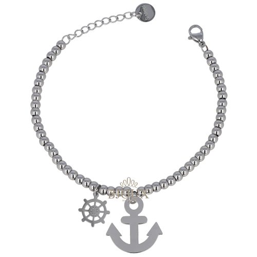 Bracciale acciaio a pallini con ancore
