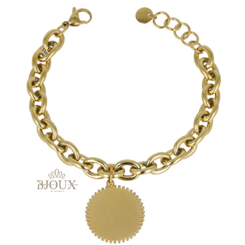 Bracciale in acciaio catena con medaglia oro