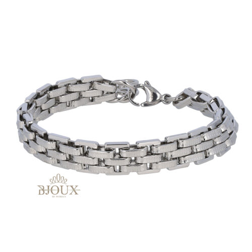 Bracciale in acciaio da uomo colore rodio