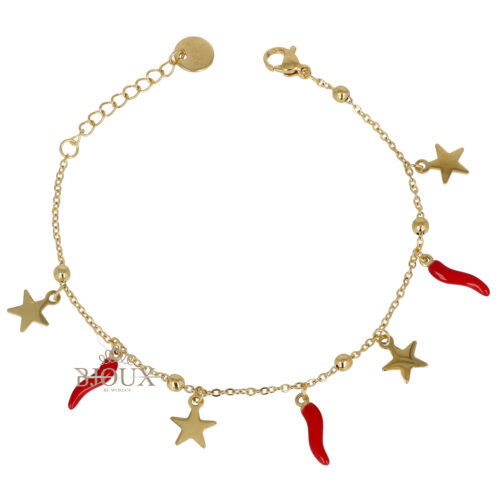 Bracciale in acciaio dorato con stelline corni