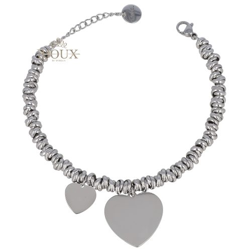 Bracciale acciaio con anellini e cuori per incisione
