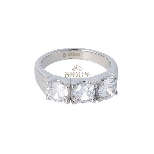 Anello acciaio colore rodio modello trilogy