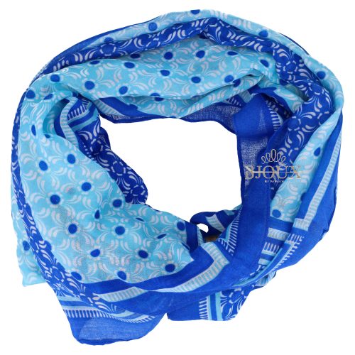 Foulard a fantasia quadri con fiori toni del blu