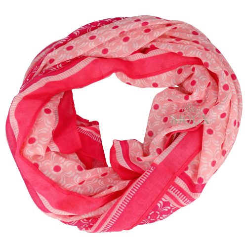 Foulard a fantasia quadri con fiori toni del fuxia