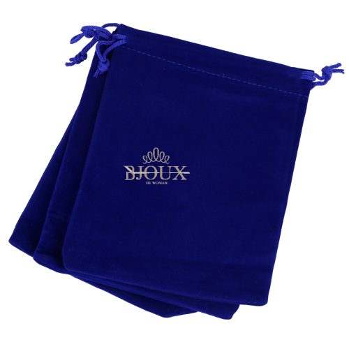 Sacchetto 12 pezzi in velluto per bijoux 12x15 blu