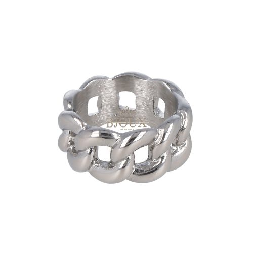 Anello groumette in acciaio dipinto rodio