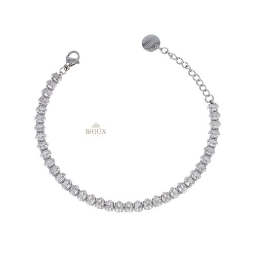 Bracciale catena di strass ovali colore rodio