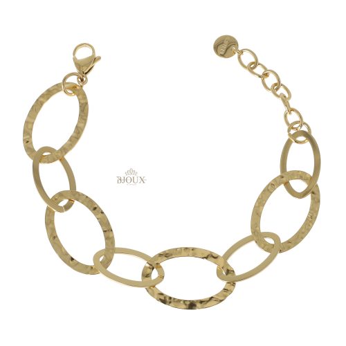 Bracciale catena ovali martellati in acciaio gold
