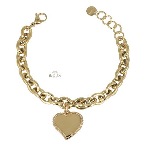 Bracciale catena dorata in acciaio con cuore