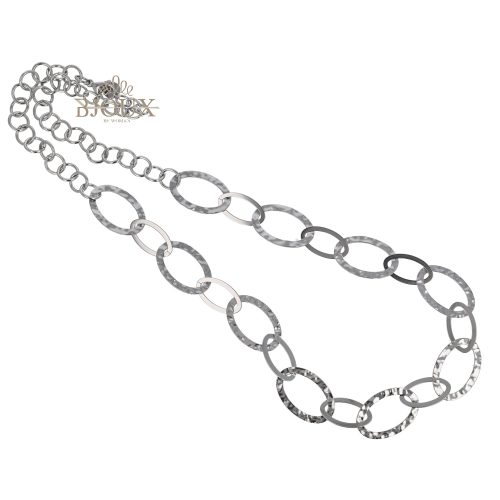 Collana catena ovali martellati colore rodio