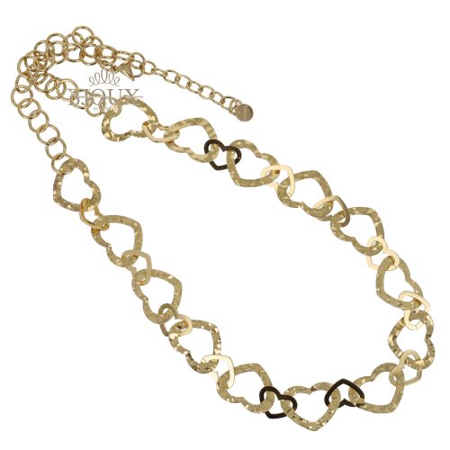 Collana catena di cuori martellati colore oro