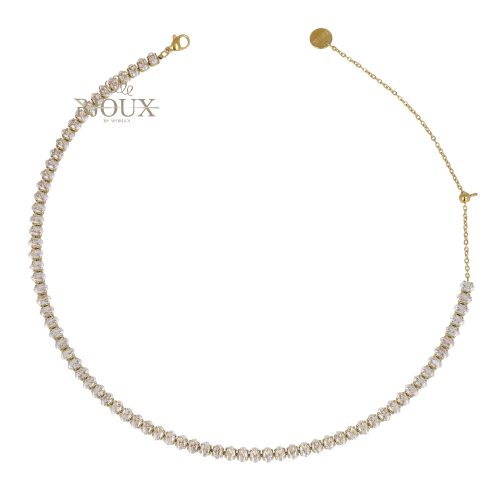 Collana catena di strass ovali e acciaio gold