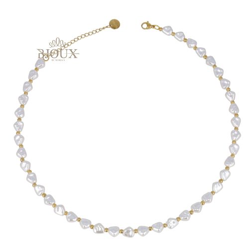 Collana chiusura acciaio gold con sassolini di perla bianca