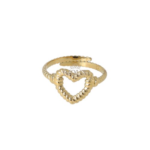 Anello donna in acciaio cuore ritorto oro