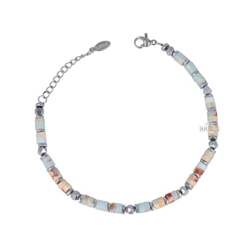 Bracciale uomo acciaio e pietre dure