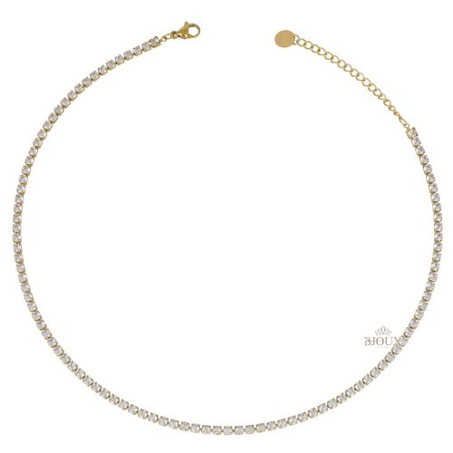 Collana girocollo di strass 3mm in acciaio dorato