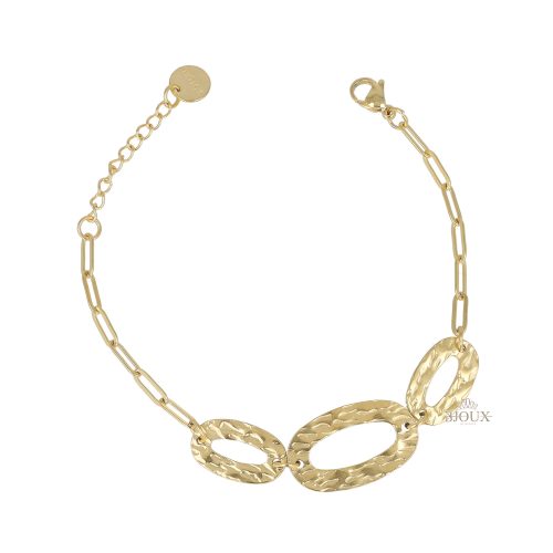 Bracciale acciaio gold con ovali martellati