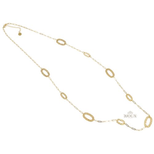 Collana in acciaio gold con ovali martellati