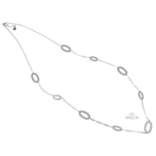 Collana in acciaio rodio con ovali martellati