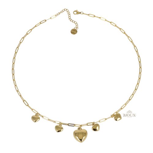 Collana con 5 cuoricini in acciaio gold