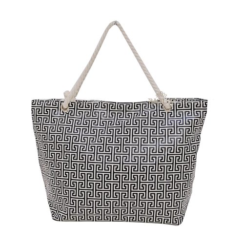 Borsa mare stampa geometrica black