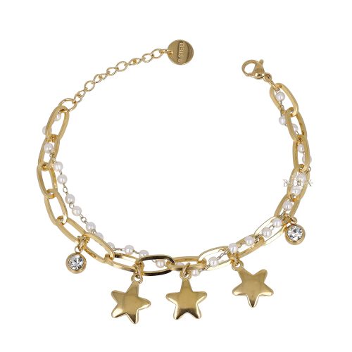 Bracciale acciaio gold 2 fili con stelle