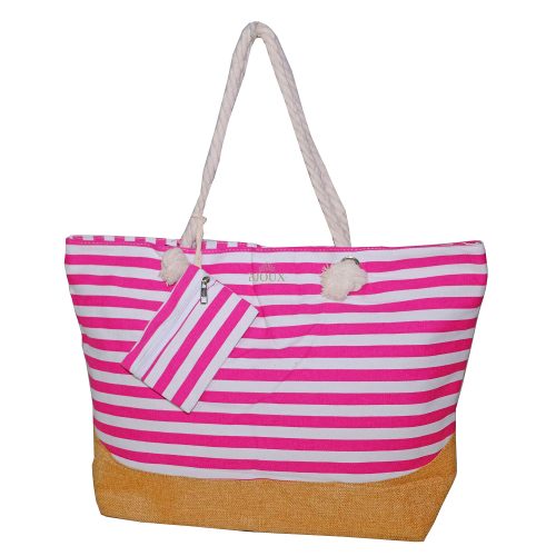 Borsa mare a righe fuxia
