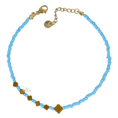 Cavigliera quadrifogli gold e perline colorate