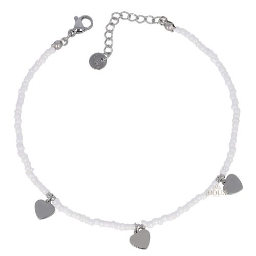 Cavigliera cuori e microsfere in vetro