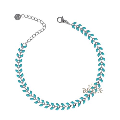 Cavigliera acciaio con foglie alloro colorate