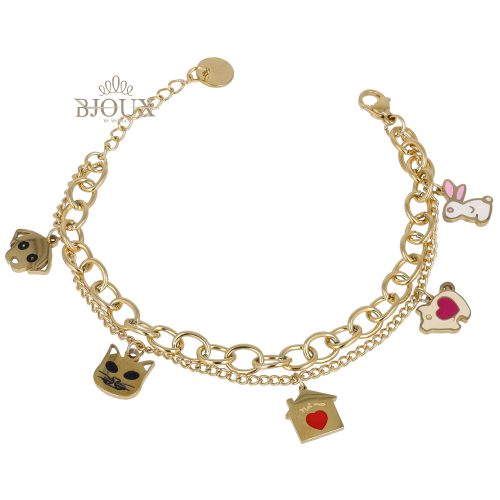 Bracciale in acciaio color oro con charms