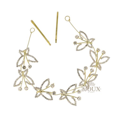 Accessorio per acconciature strass con farfalle gold