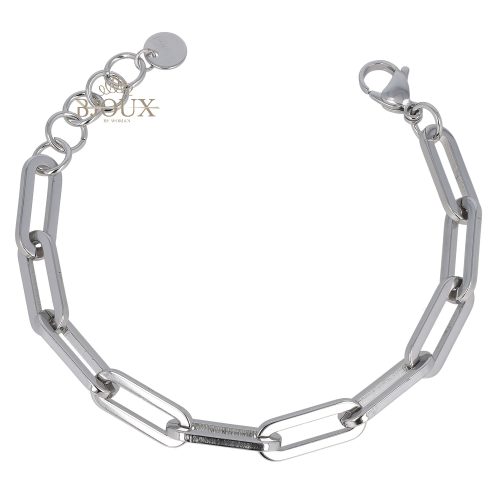 Bracciale in acciaio con catena ovale color rodio