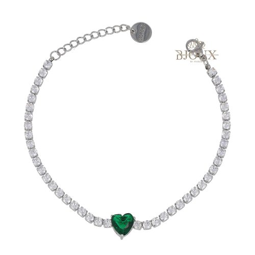 Bracciale catena di strass cuore verde