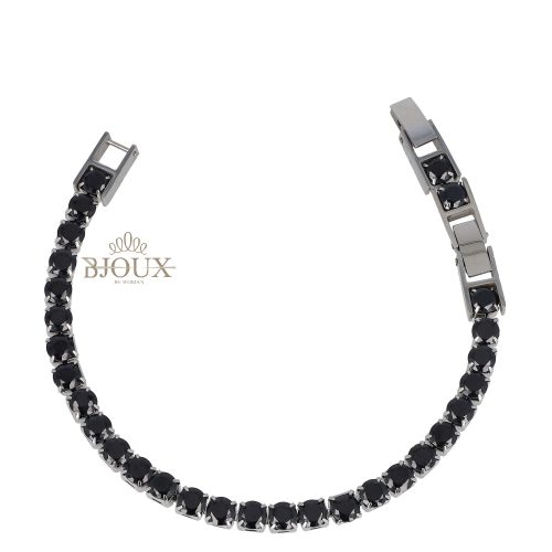 Bracciale unisex in acciaio con castoni neri 5mm