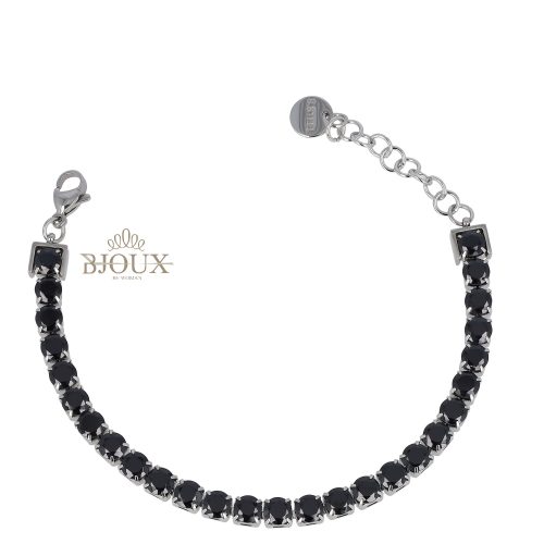 Bracciale unisex acciaio con castoni nero 5mm