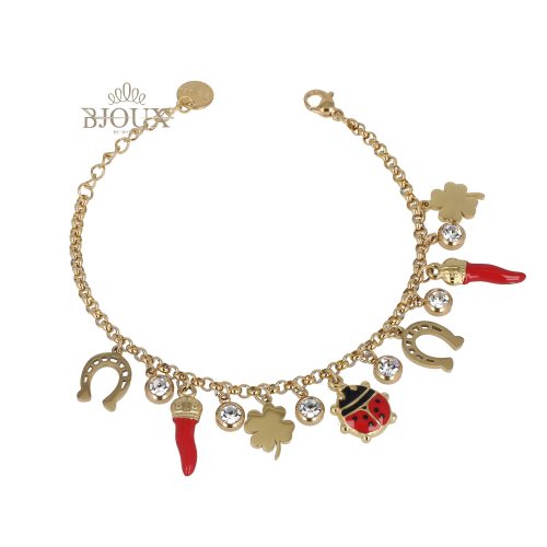 Bracciale catena acciaio con coccinella