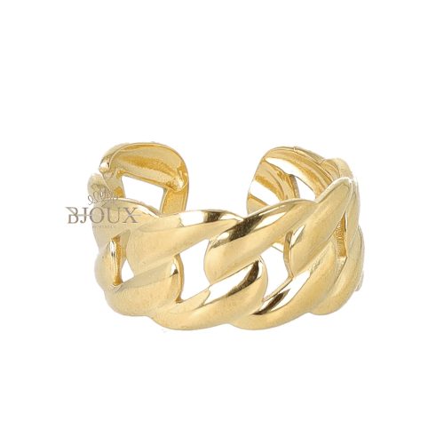 Anello in acciaio modello groumette dorata