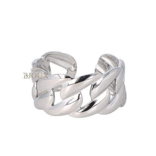 Anello in acciaio modello groumette rodiata