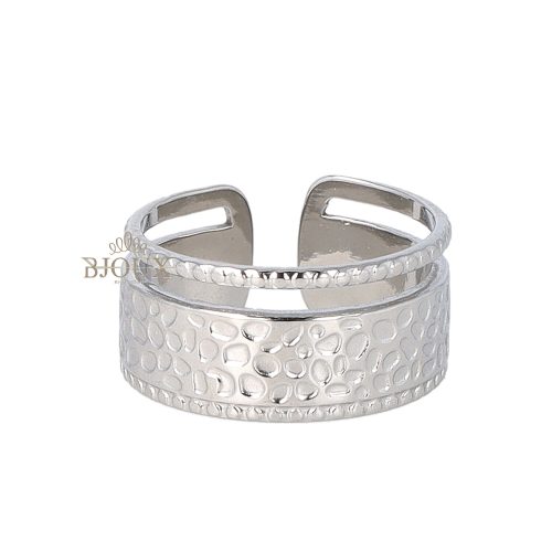 Anello in acciaio modello fascia martellata rodio