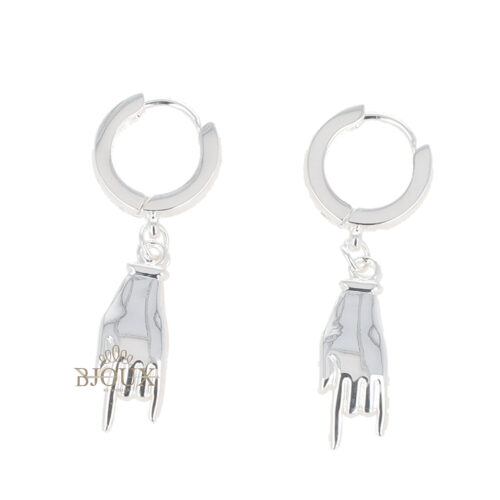 Orecchini cerchietto 10mm effetto argento scaramantico