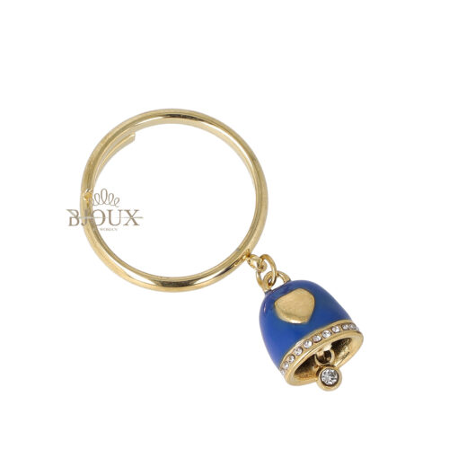 Anello in acciaio dorato con campanella