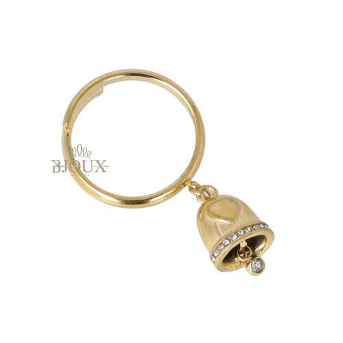 Anello in acciaio dorato con campanella
