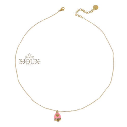 Collana in acciaio dorato con campanella