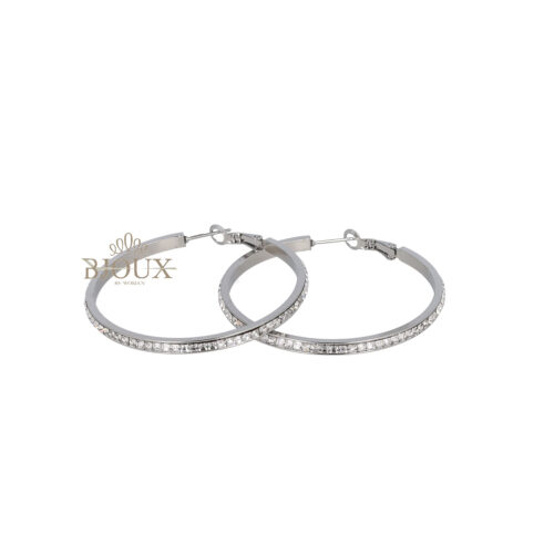 Orecchini cerchio in acciaio rodio con castoni 50mm