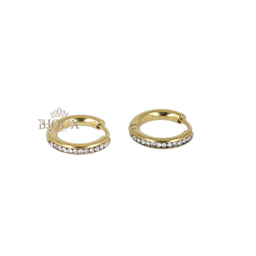 Orecchini cerchietto 15mm gold con strass