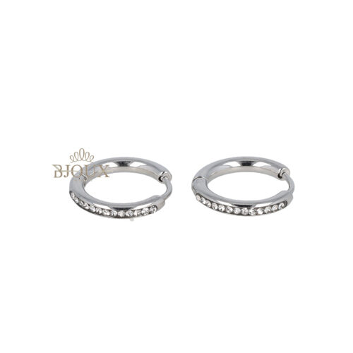 Orecchini cerchietto 18mm rodio con strass